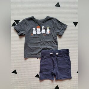 Wonder Nation|Baby boy,toddler Gray Ghost Graphic Tee and Shorts Set•••Boho,2T